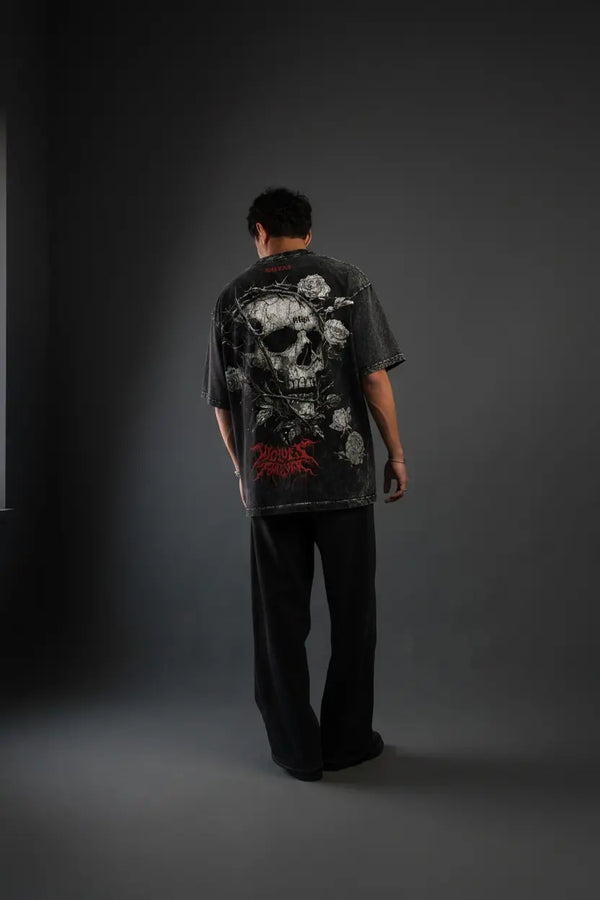 THORNS & SKULL Oversized Acid Wash T-Shirt WestWild