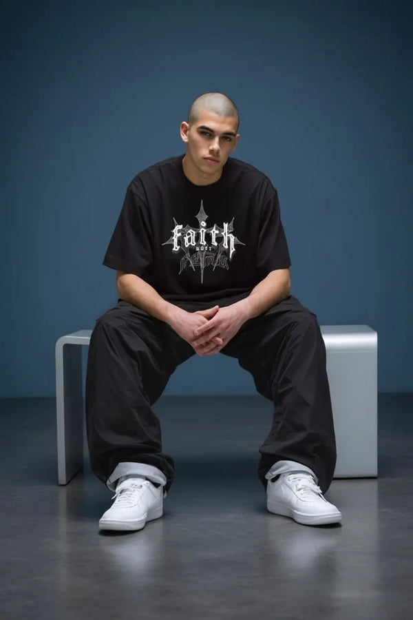 FAITH OVER FEAR Oversized Acid Wash T-Shirt WestWild