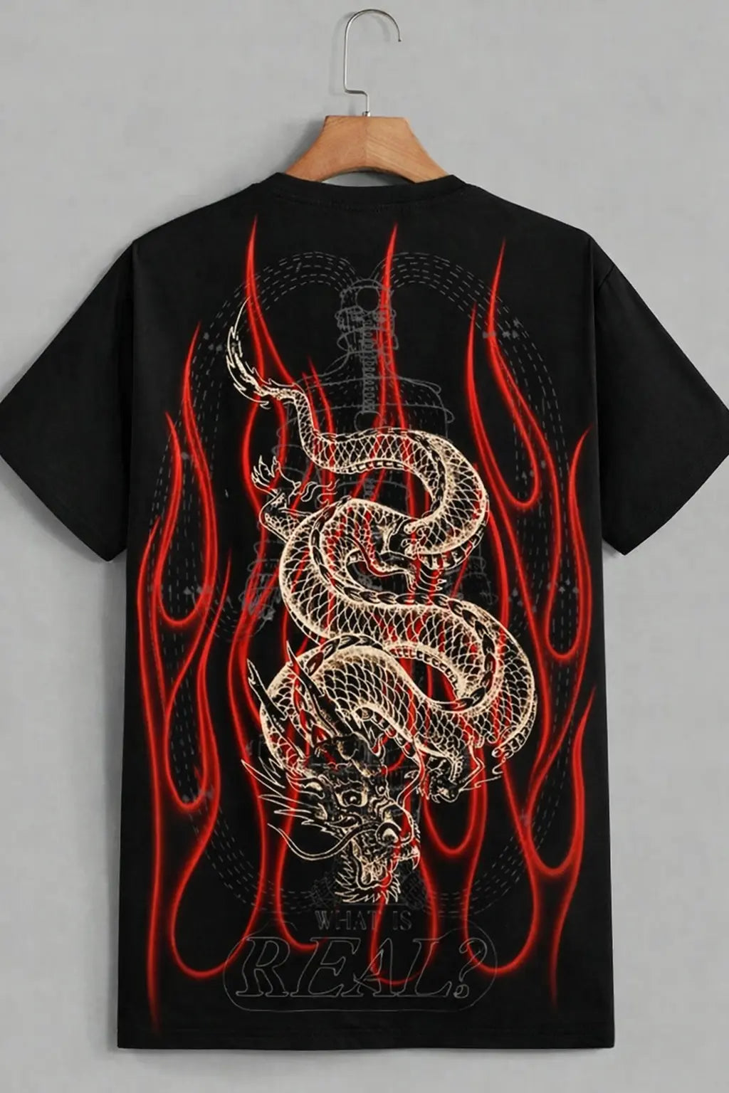 Dragon Flame Back Print T-Shirt West Wild
